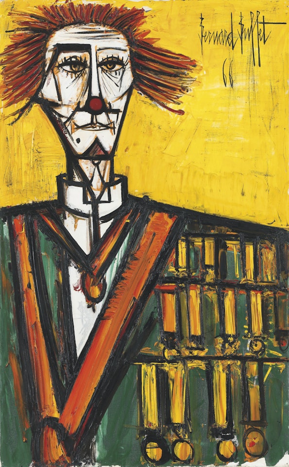 Clown sur fond jaune by Bernard Buffet