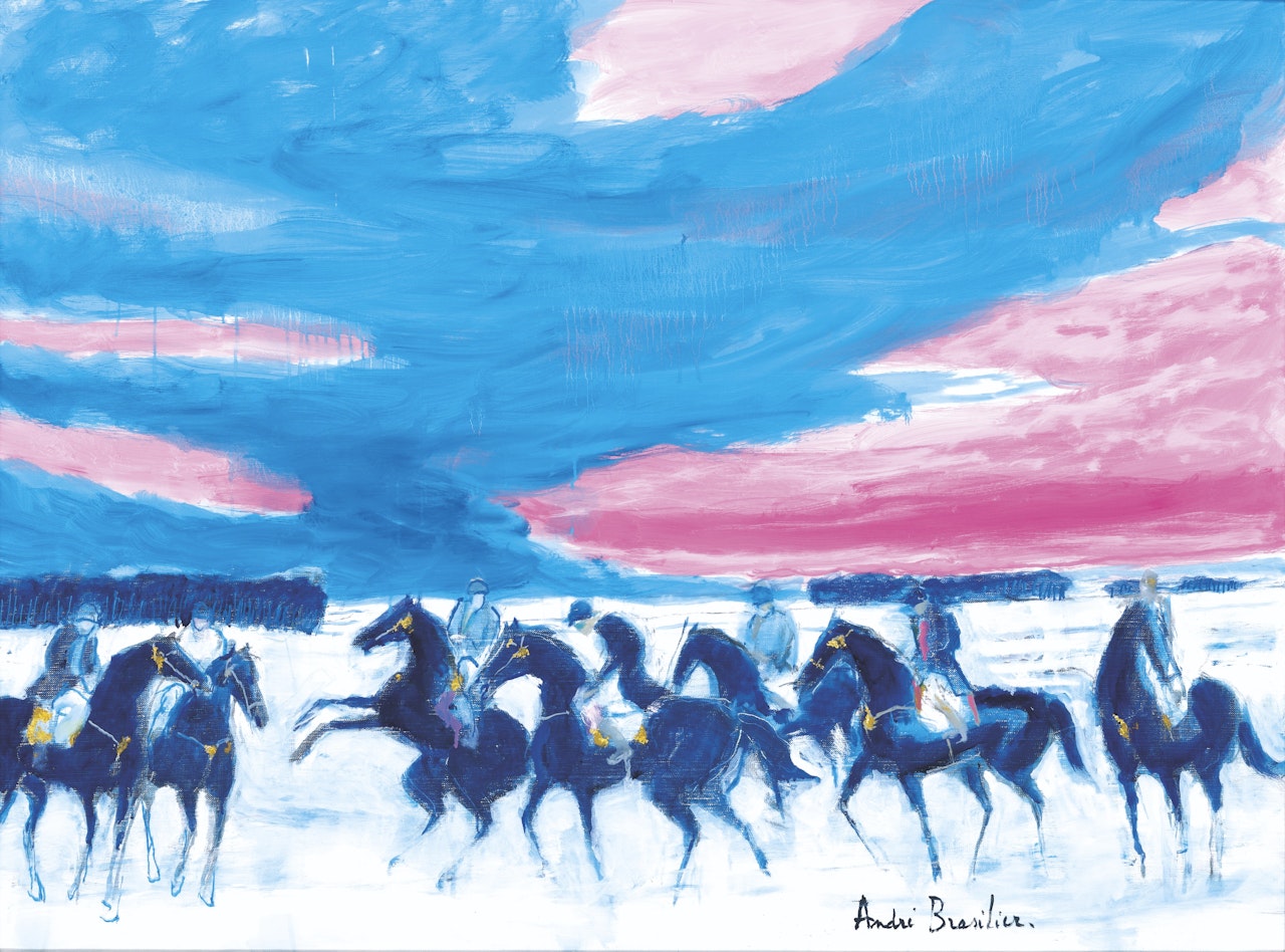 Cavalcade au ciel rose by André Brasilier