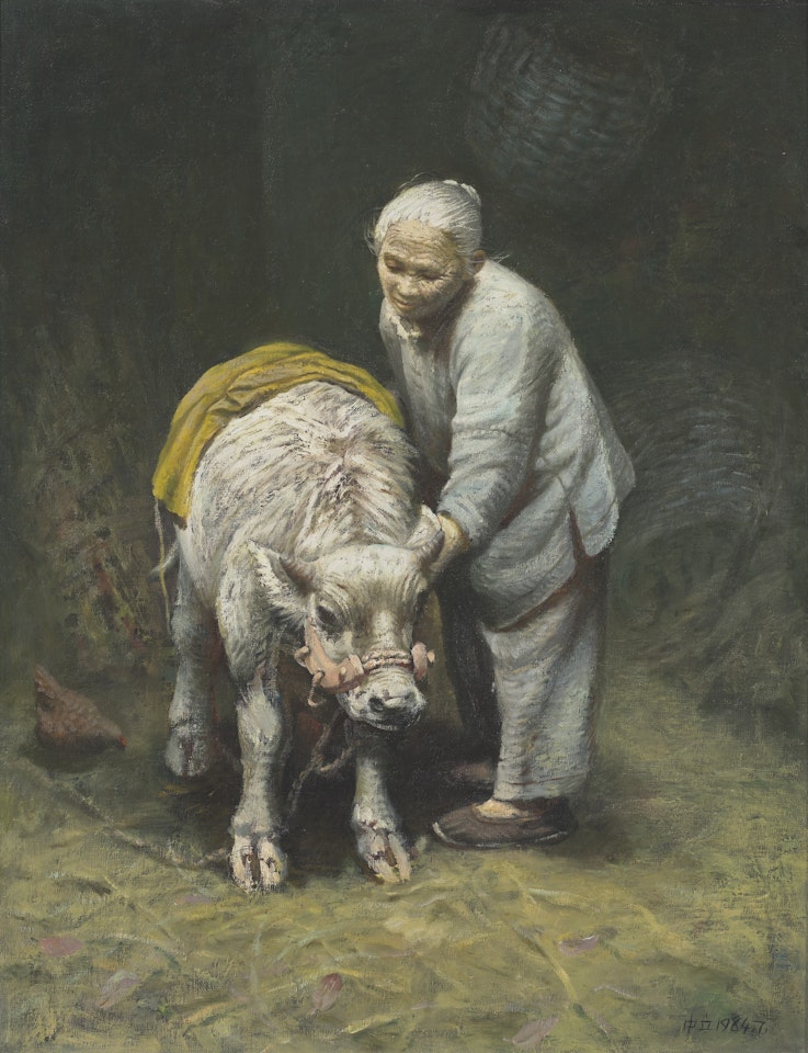 Woman with a Cow by Luo Zhongli
