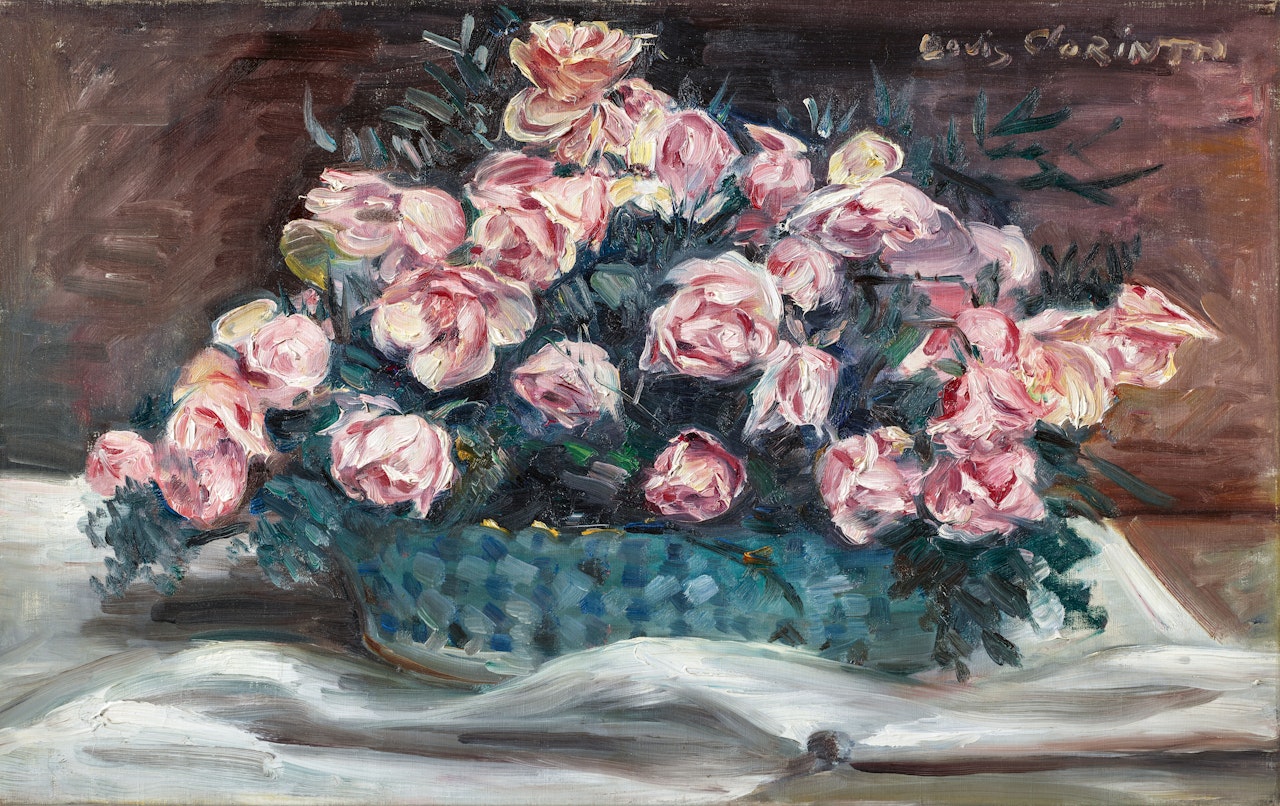 Meißener Schale mit Teerosen by Lovis Corinth