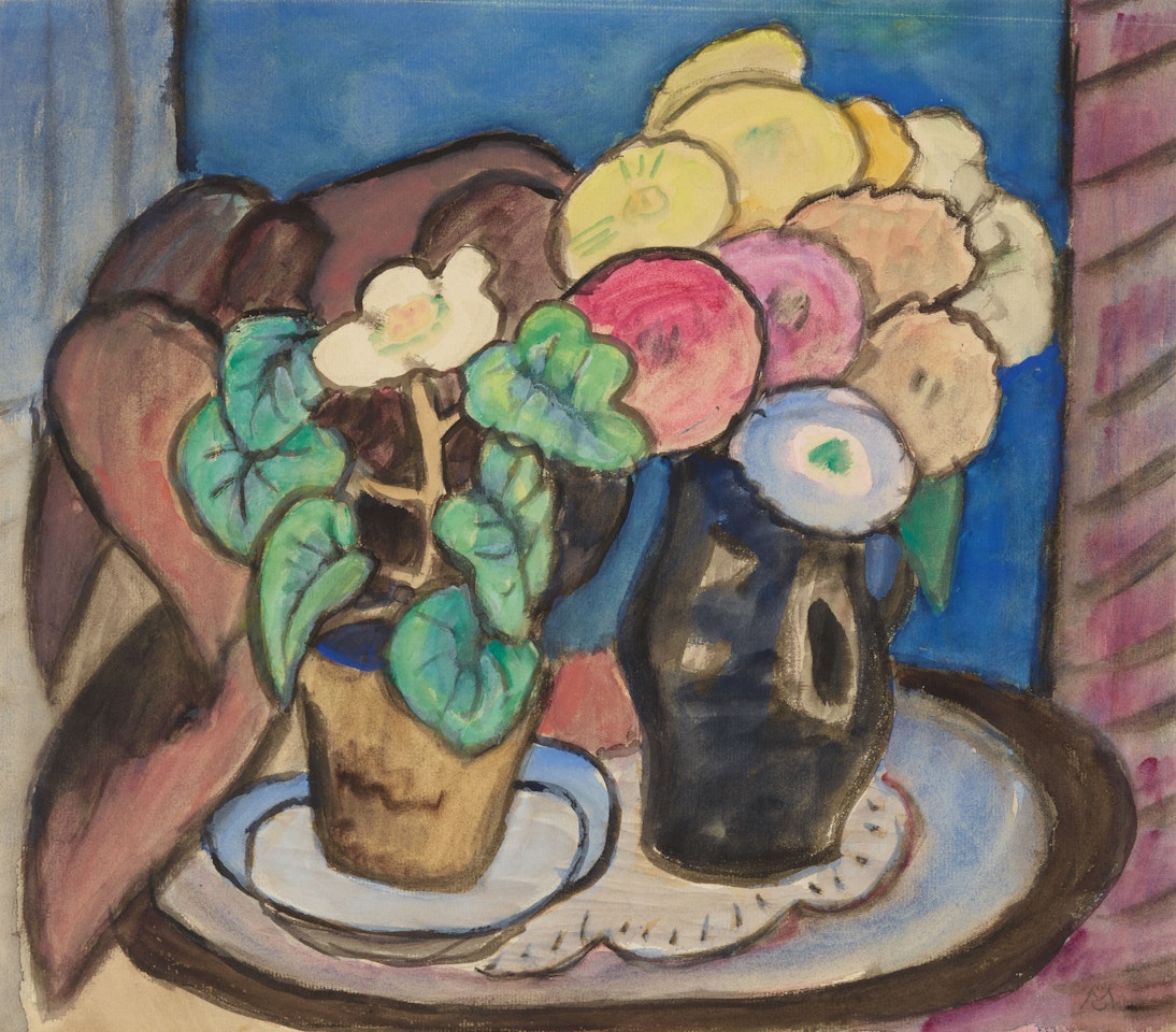 Zinnien und weiße Begonie by Gabriele Münter