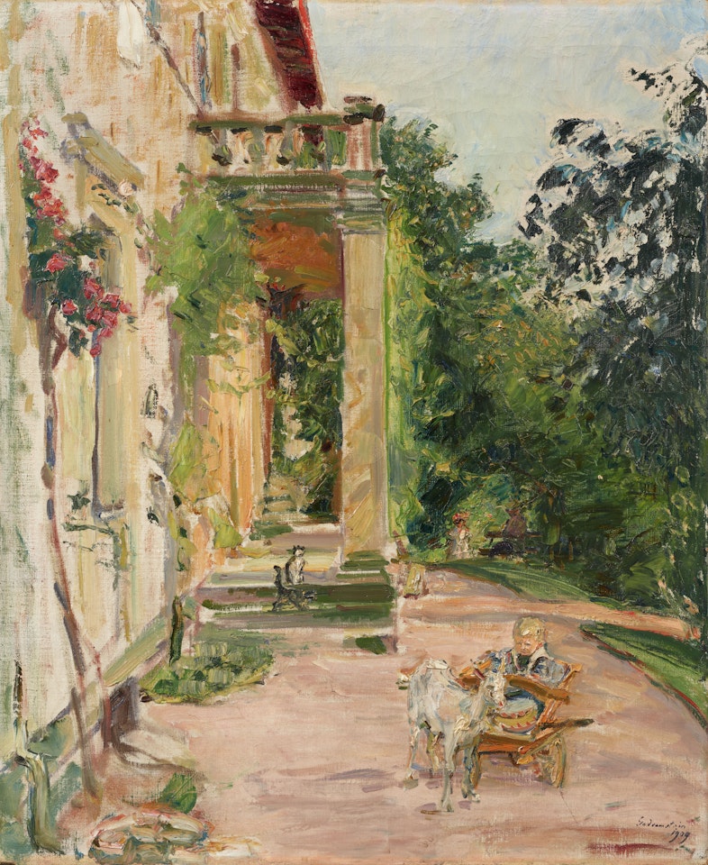 Haus in Godramstein - Wolfgang mit Ziege by Max Slevogt