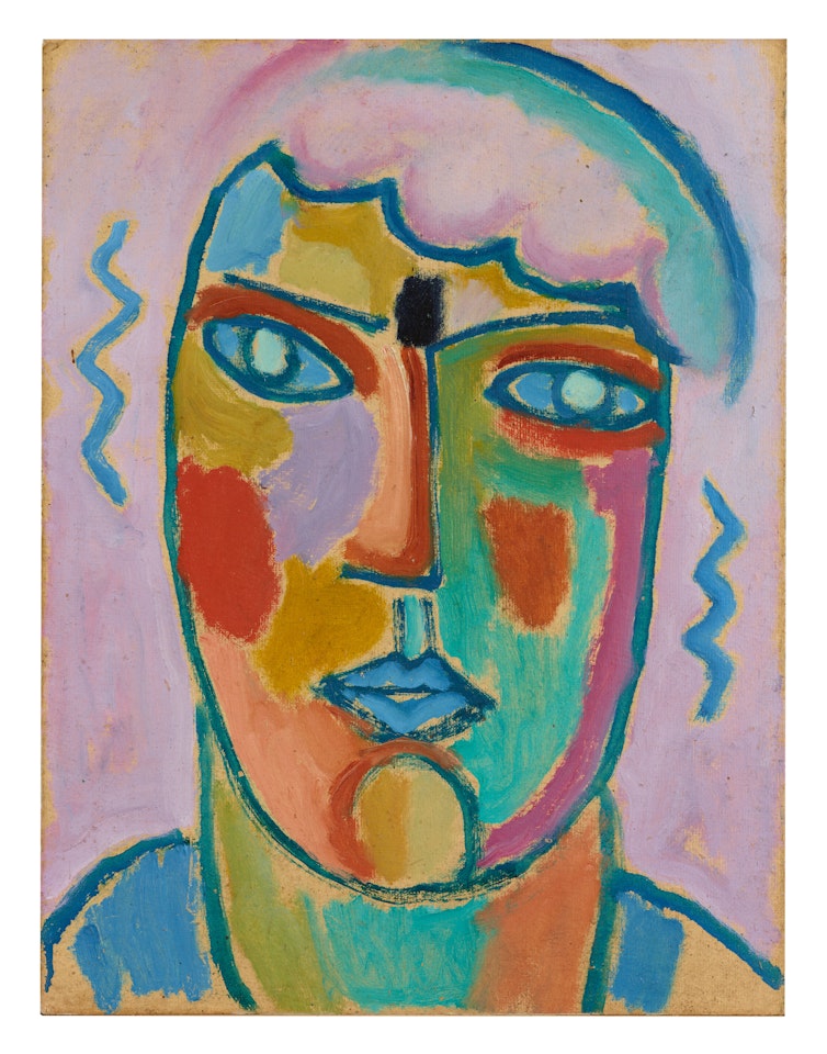 Mystischer Kopf: Kopf in Lila und Blau by Alexej von Jawlensky