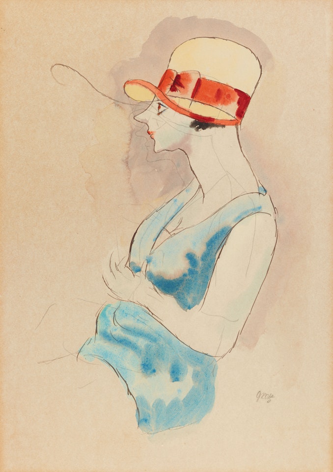 Sitzende mit Strohhut by George Grosz