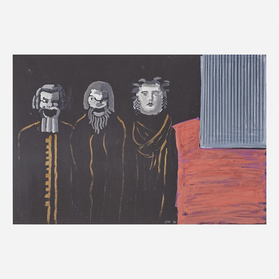 Three Singers on Stage by David Hockney