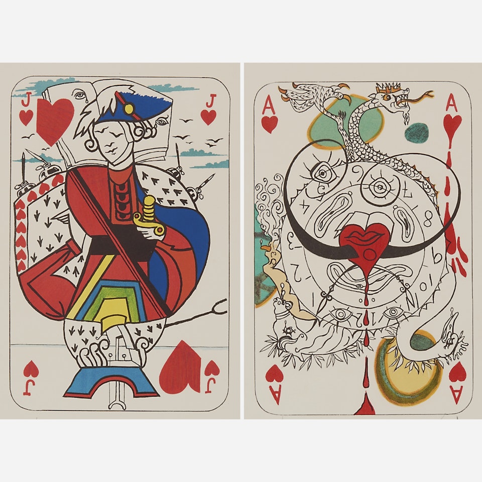 Ace of Hearts and Jack of Hearts from Playing Cards by Salvador Dali