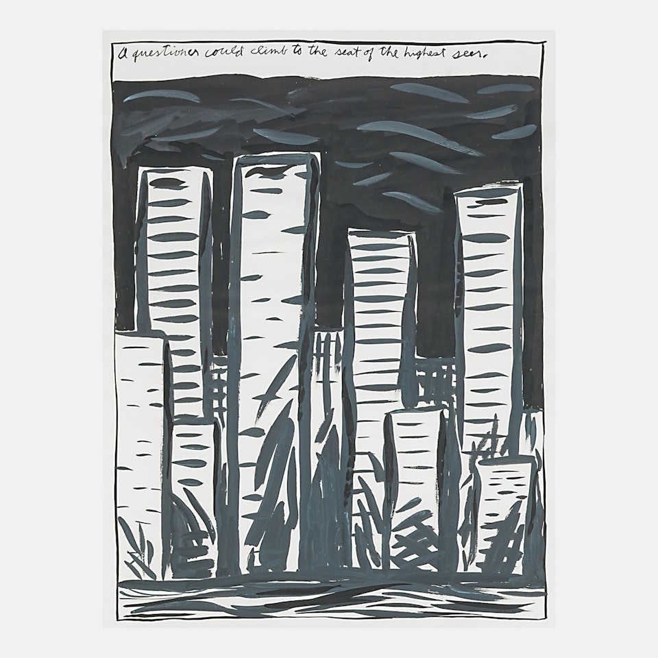 Untitled (A question could climb to the seat of the highest seer) by Raymond Pettibon