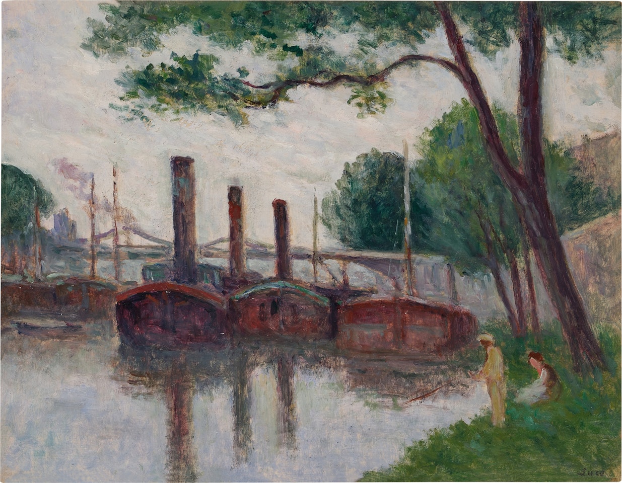 Bateaux en bord de Seine by Maximilien Luce