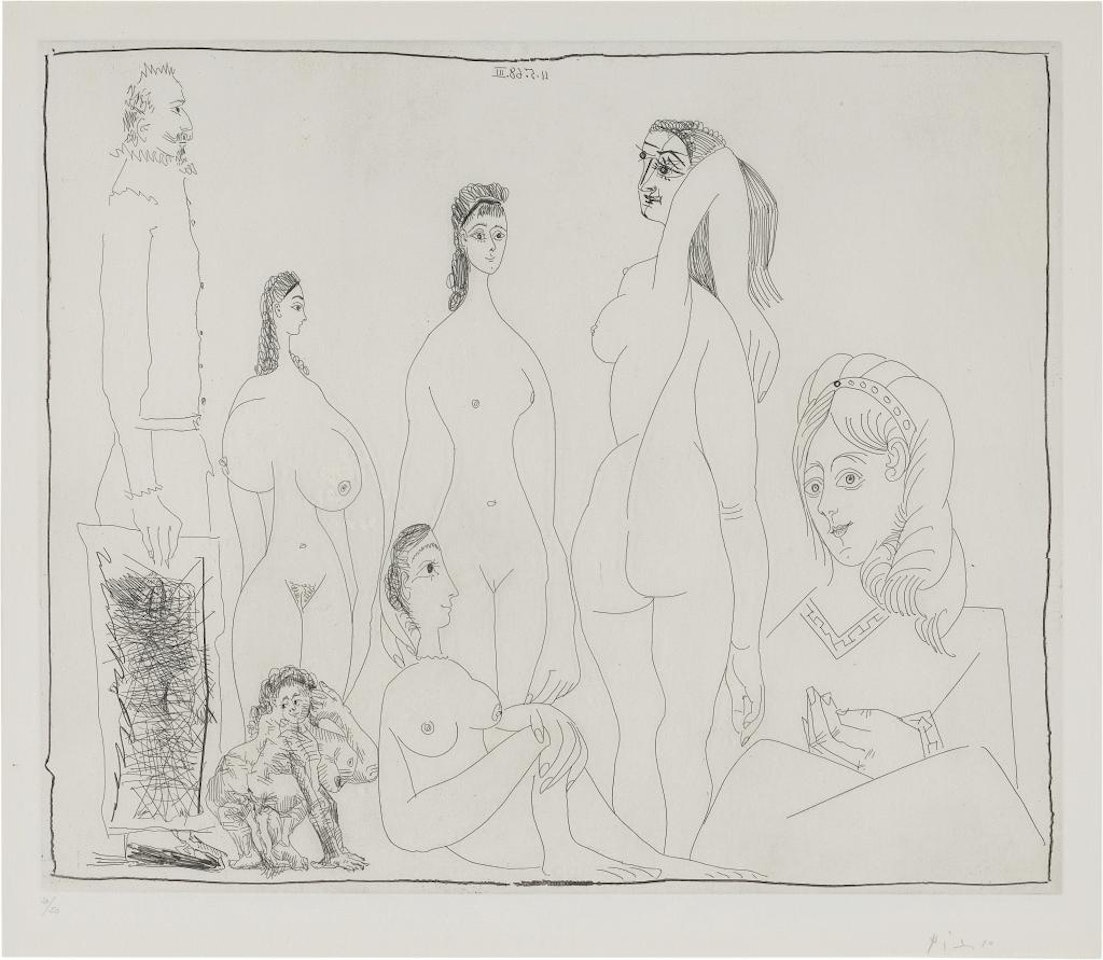 Peintre longiline avec des femmes, dont une petite pisseuse, from the 347 Series by Pablo Picasso