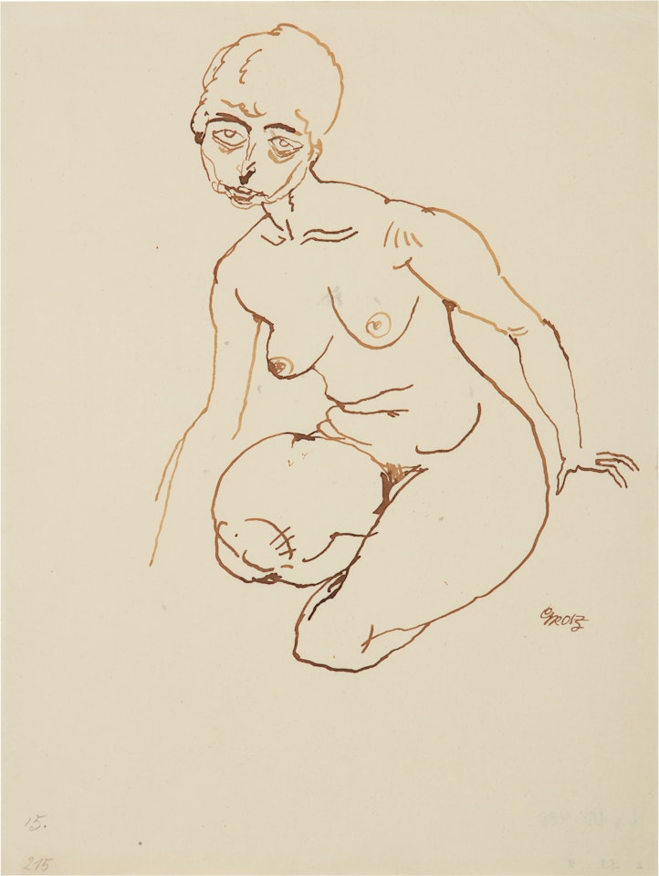 Knieender Weiblicher Akt by George Grosz