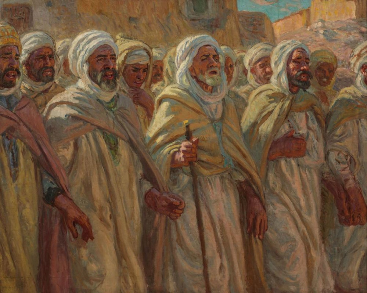 La marche silencieuse (La procession), circa  Huile sur toile by Etienne Alphonse Dinet