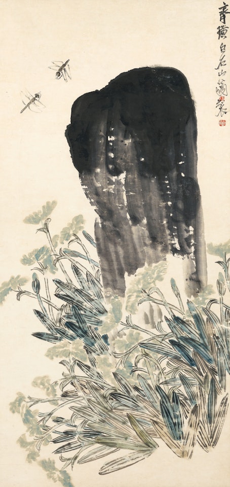 Dragonflies, Rock and Flowers by Qi Baishi