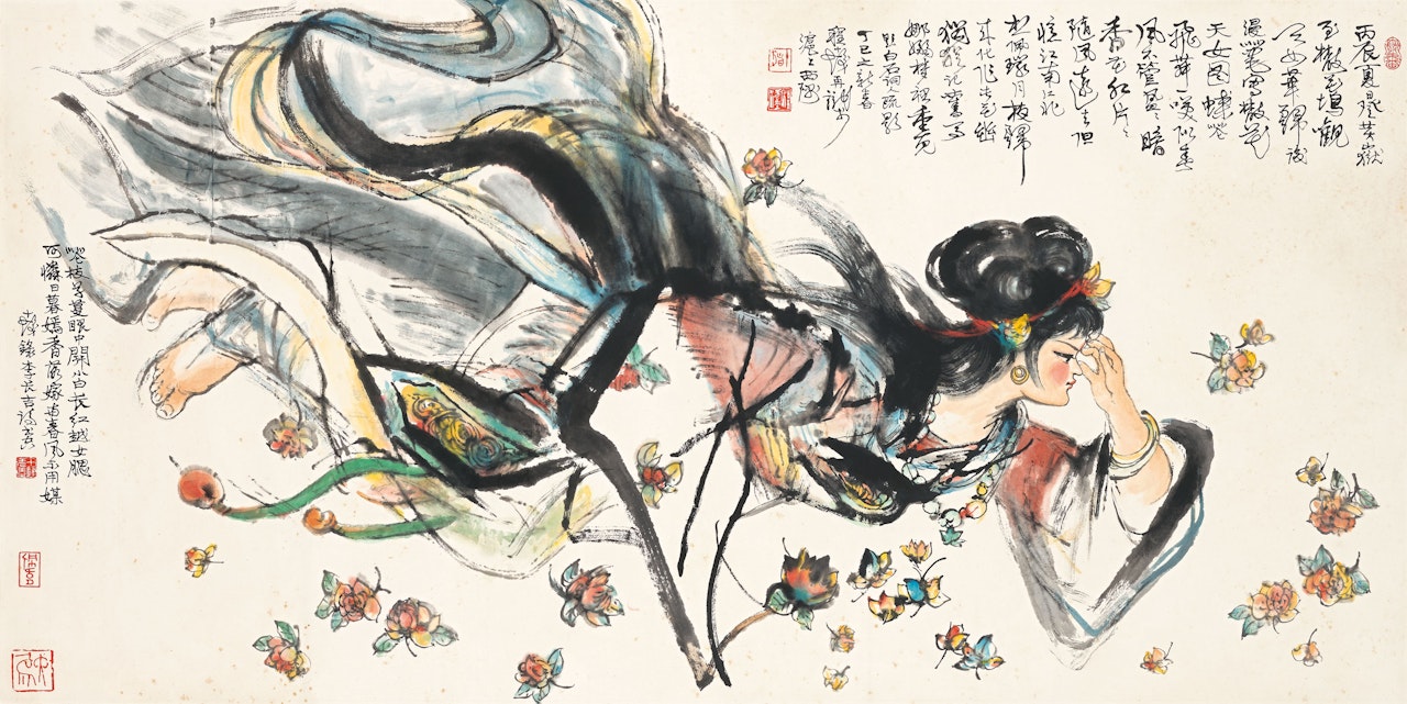 Nymph Scattering Flowers by Cheng Shifa