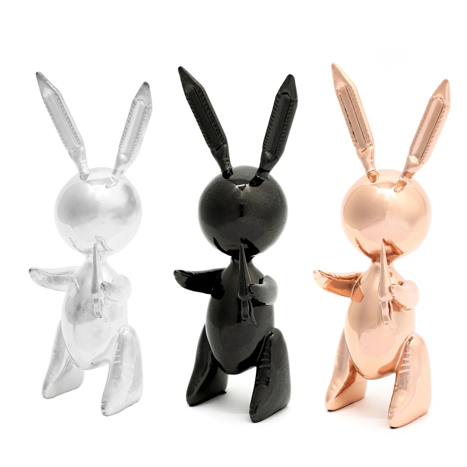 (1)SILVER RABBIT (2)BLACK RABBIT (3)ROSE GOLD RABBIT (THREE WORKS) by Jeff Koons