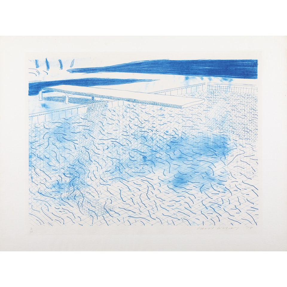 LITHOGRAPH OF WATER MADE OF LINES by David Hockney