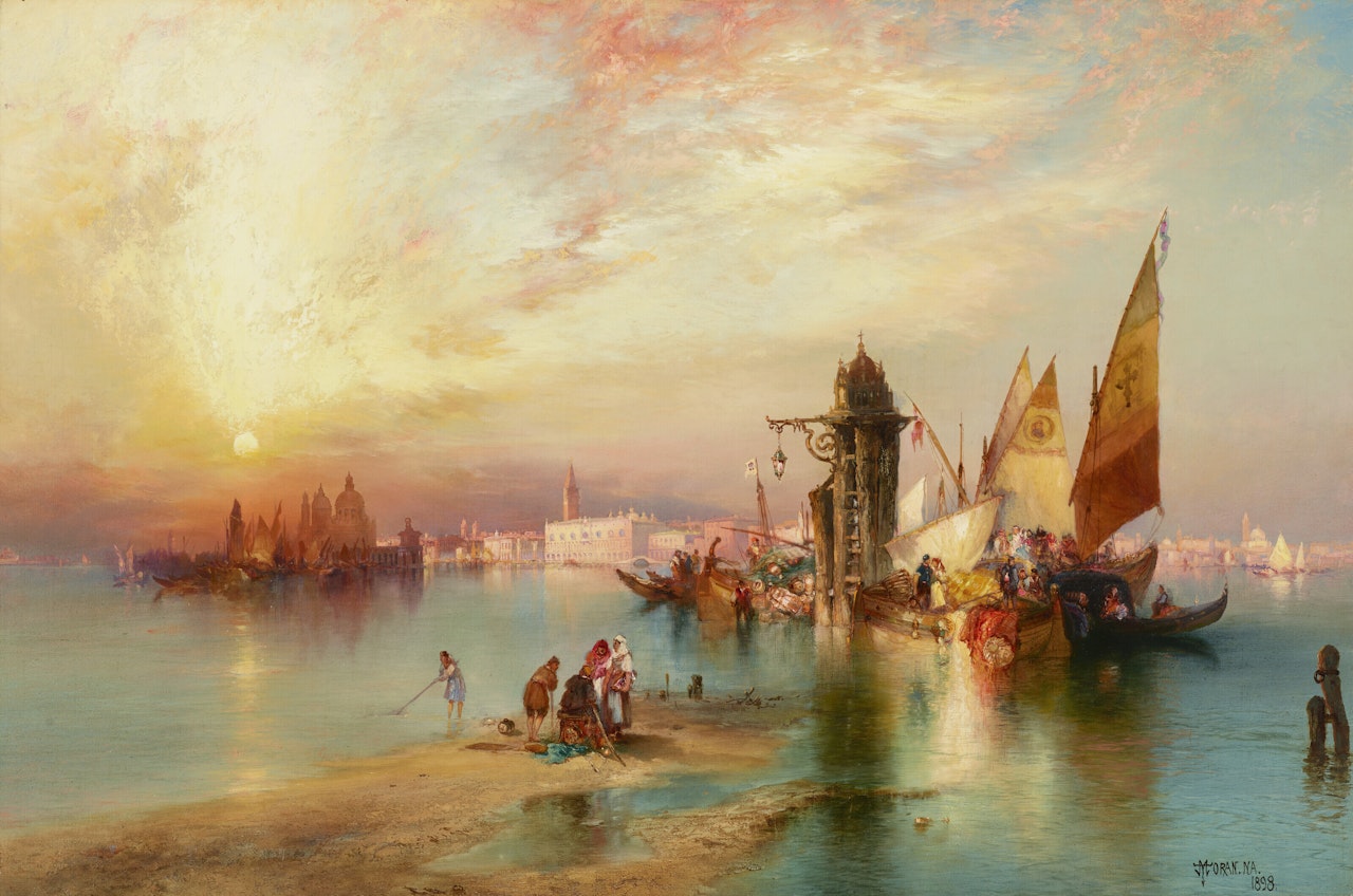 Venice, Sunset behind Santa Maria by Thomas Moran