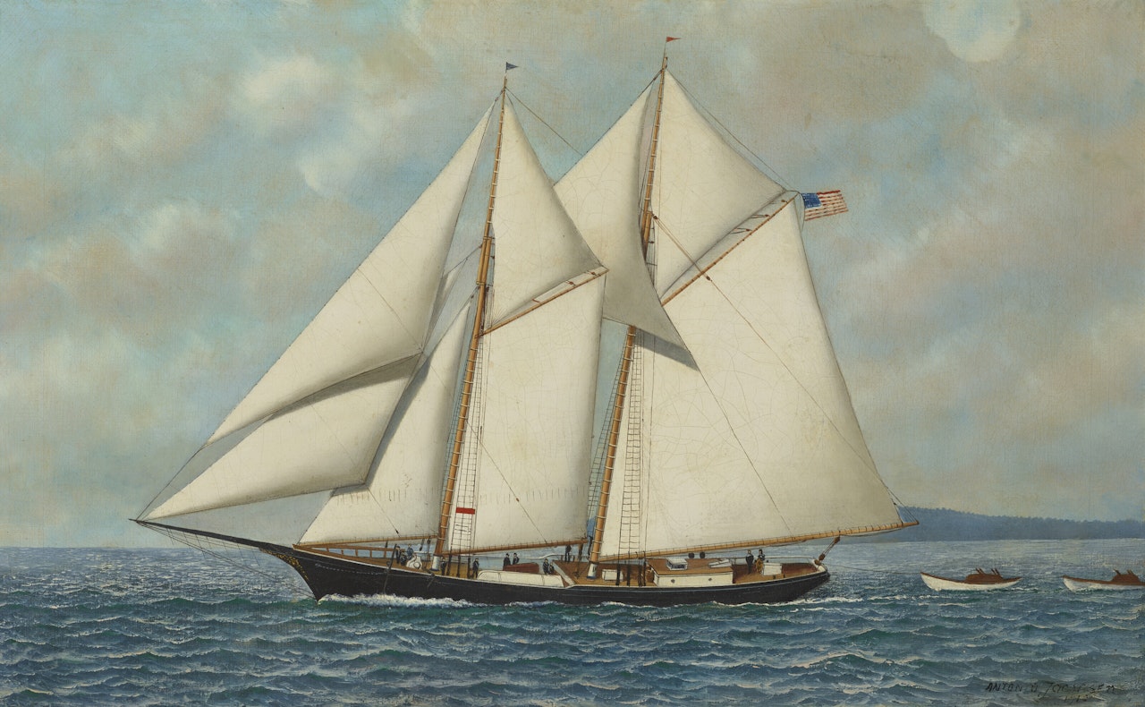A TWO MASTED SCHOONER by Antonio Jacobsen