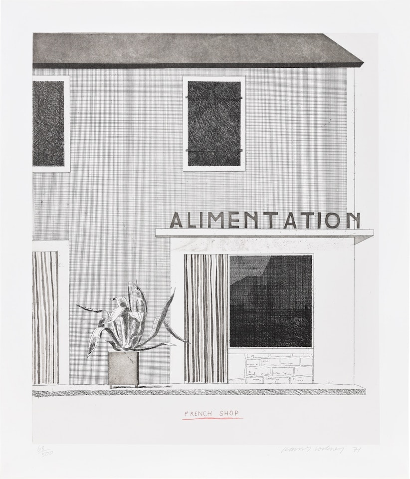 French Shop (S.A.C. 122, M.C.A.T. 112) by David Hockney