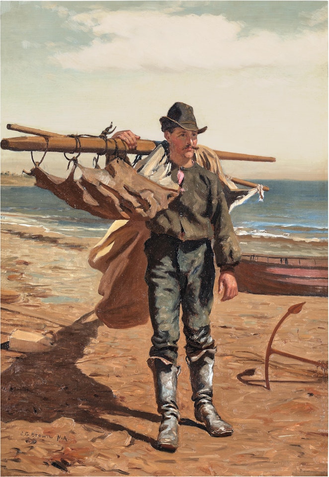 Fisherman Bringing in His Sails by John George Brown