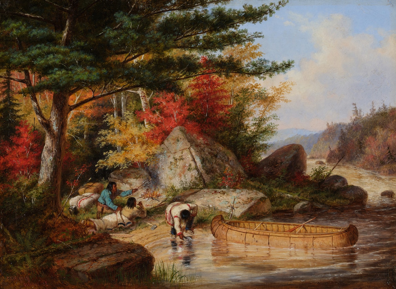 Indians by the River by Cornelius Krieghoff