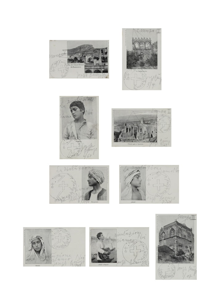 von Gloeden-Postkarten(i) Mohammed(ii) St. Domenico(iii) La Badia vecchia(iv) Peppino(v) "Addio a Napoli"(vi) Théatre grec à Taormine(vii) Ahmed(viii) Palazzo Duca St. Stefano(ix) "Asrah" by Joseph Beuys