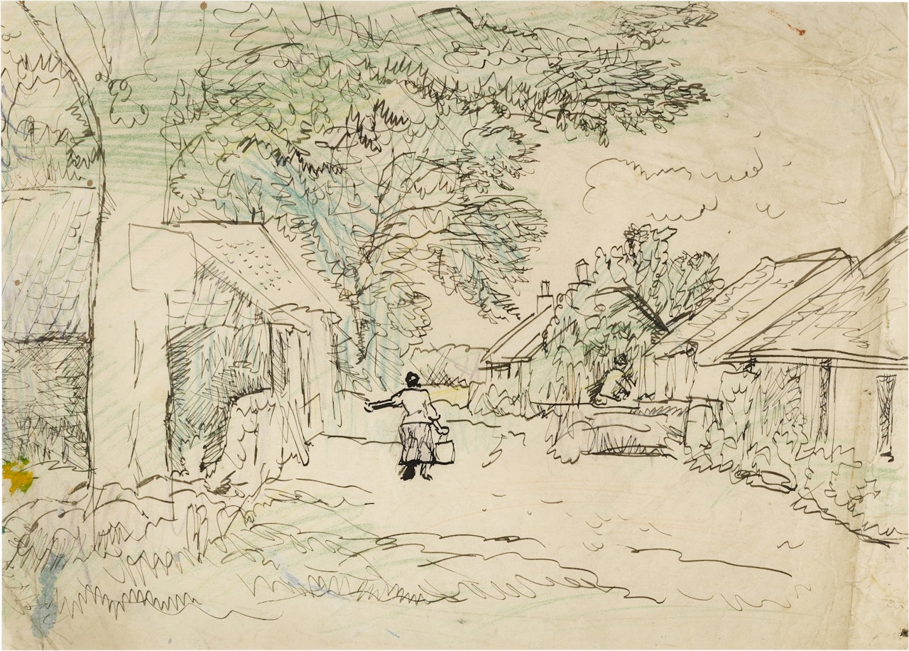 Cottages and Figures by George Leslie Hunter