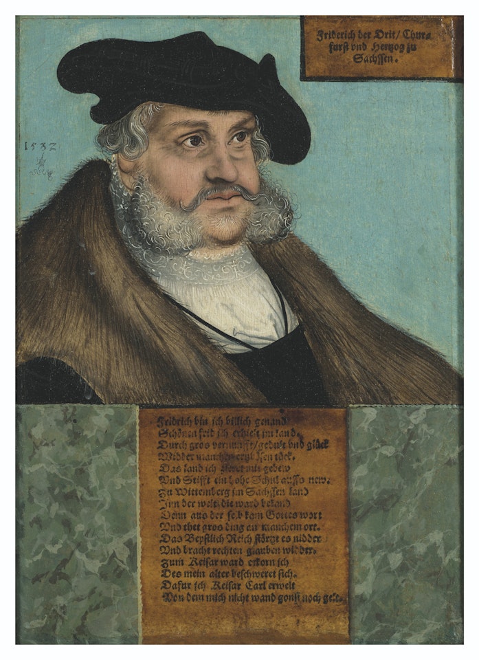 Portrait de Frédéric le Sage, Électeur de Saxe (1463-1525) by ÉCOLE ALLEMANDE, 1532, ATELIER DE LUCAS CRANACH L'ANCIEN