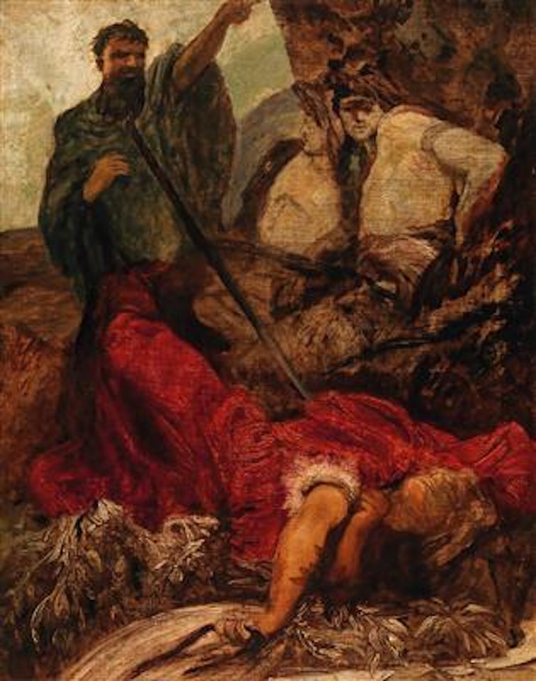 The Death of Siegfried, the Giant Hagen Throwing Siegfried into a Gorge by Hans Makart