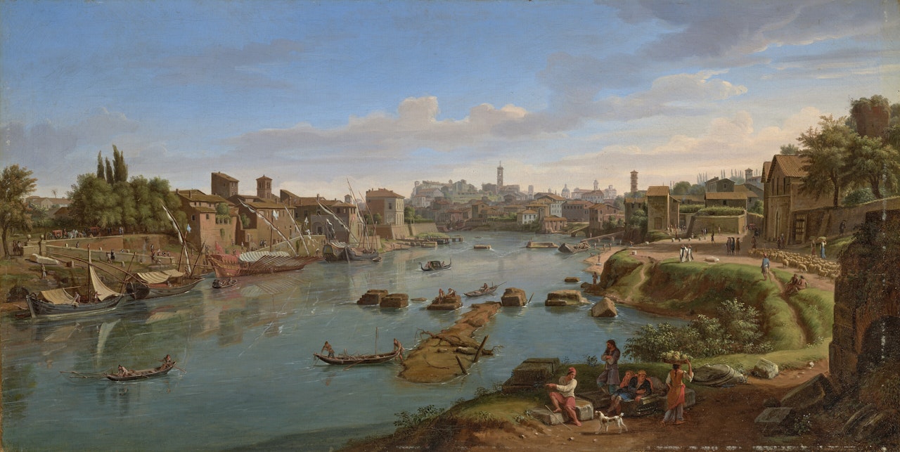 The Port of Ripa Grande, Rome by Gaspar van Wittel