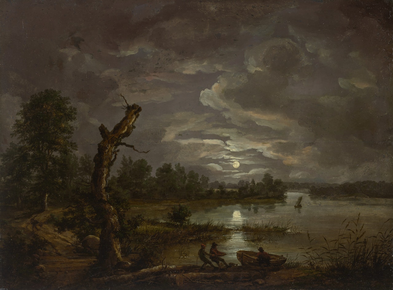 Esrom Lake, Moonlight by Johan Christian Clausen Dahl