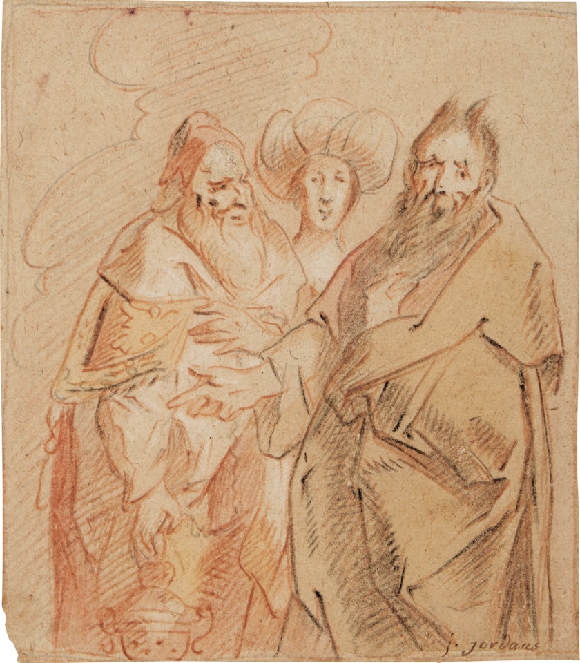 A study of three men, one wearing a turban, another holding a censer by Jacob Jordaens