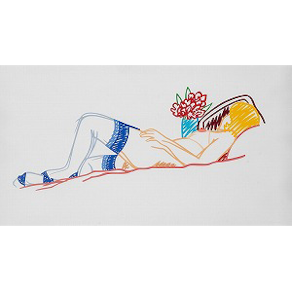 Nude with bouquet and stockings by Tom Wesselmann