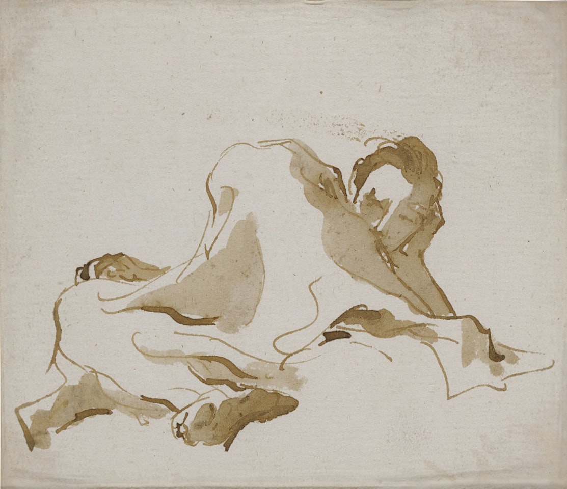 A reclining figure, seen from below by Giovanni Battista Tiepolo