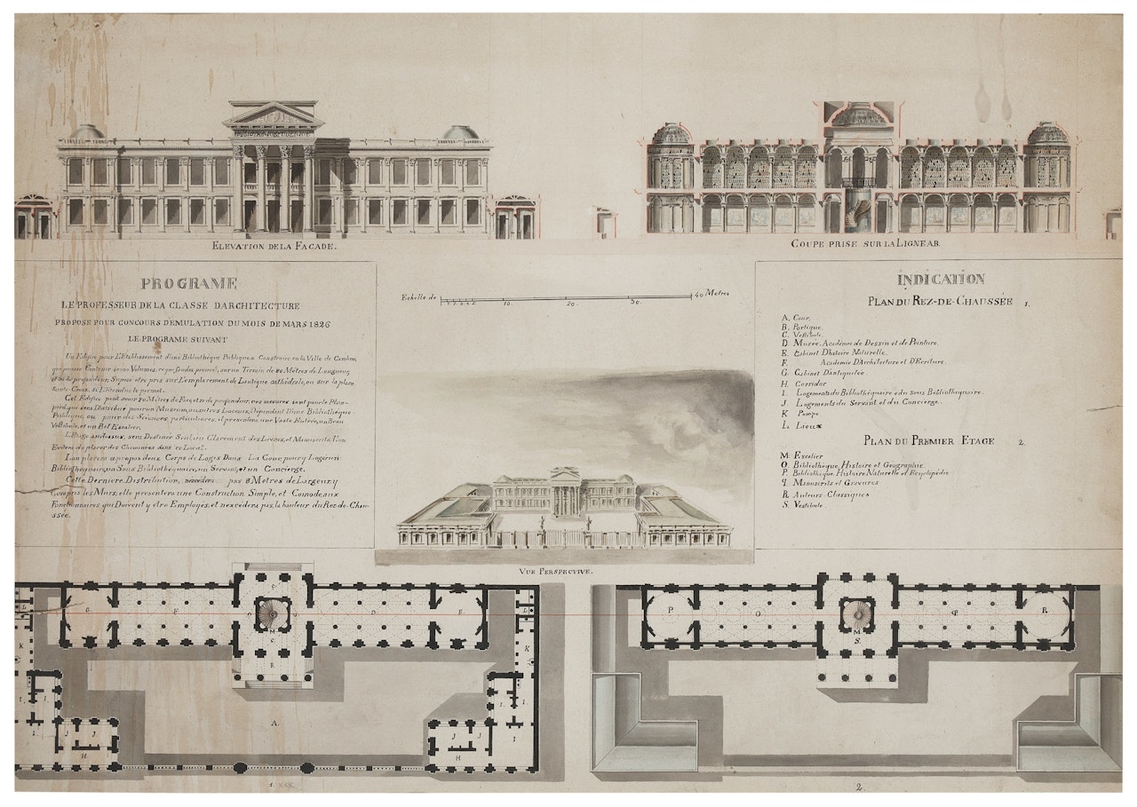 Design for a library by French School