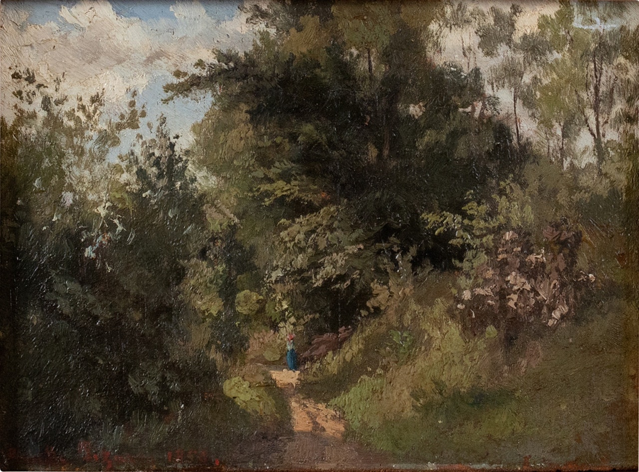 Sentier dans un sous-bois (Path through the Undergrowth) by Camille Pissarro