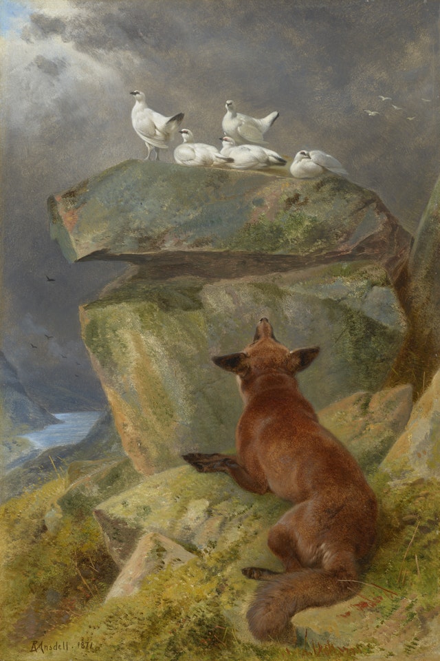 A Fox Stalking Ptarmigan by Richard Ansdell
