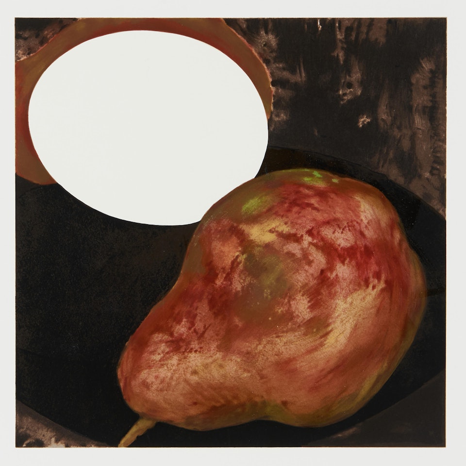 Two Pears, a Lemon, and an Egg from the suite Fruit and Flowers III by Donald Sultan