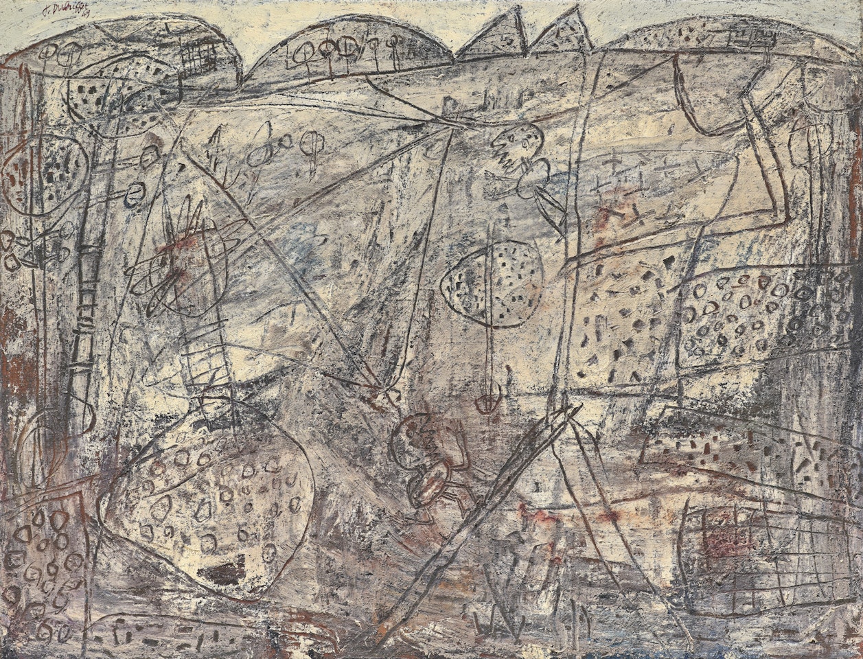 Paysage Gris aux Taches Cerises (Gray Landscape with Cherry Spots) by Jean Dubuffet