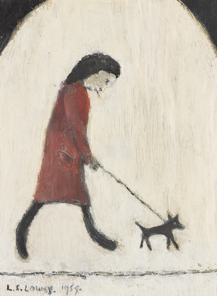 Lady Walking a Dog by Laurence Stephen Lowry