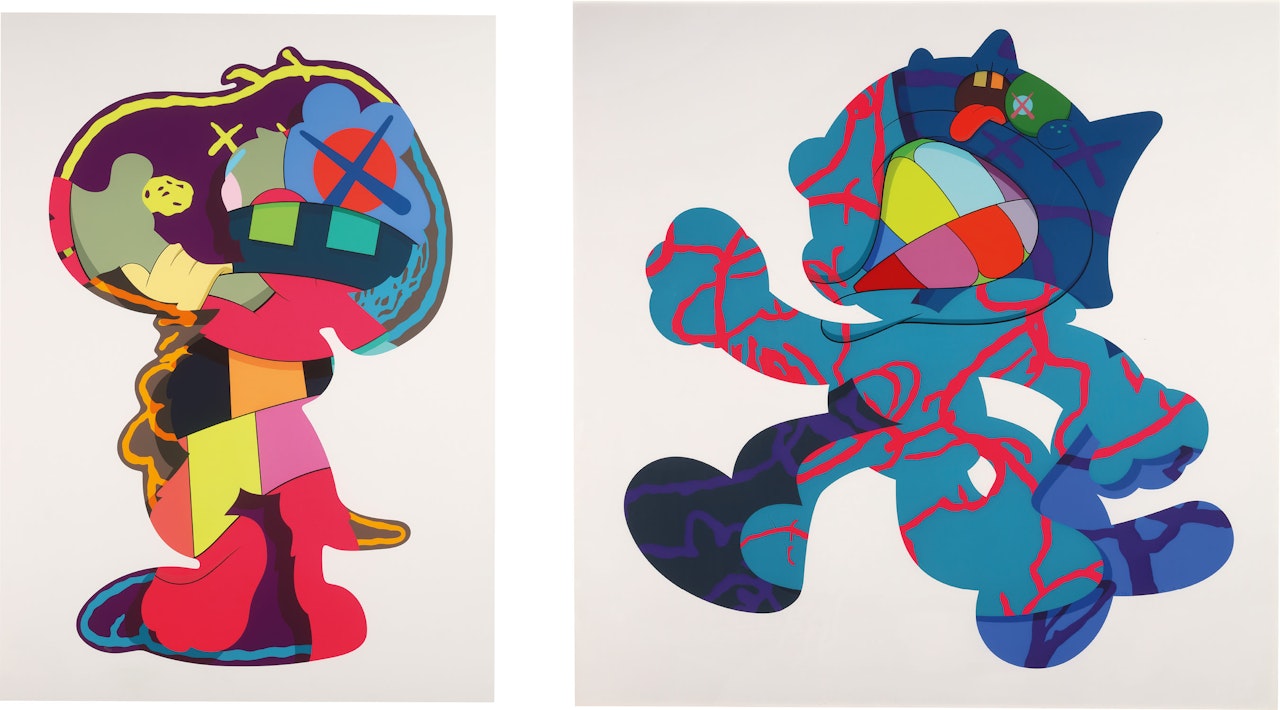 Two works: (i) ISOLATION TOWER; (ii) ANKLE BRACELET by Kaws