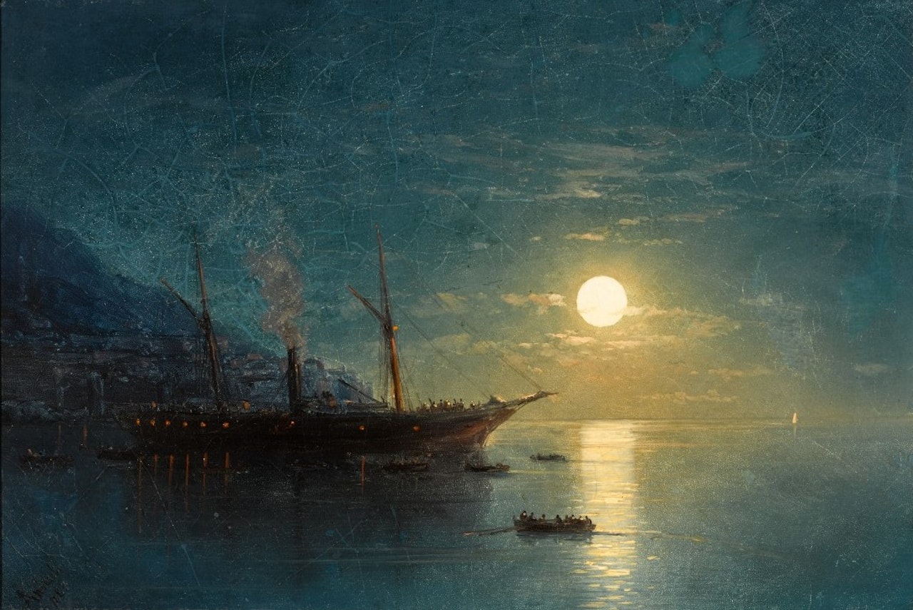 Steamboat on a Moonlit Night by Ivan Konstantinovich Aivazovsky