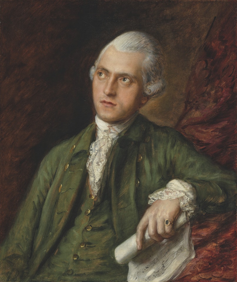 Portrait of a musician, probably Antonín Kammel (1730-1785), half-length, in a green jacket holding a musical score by Thomas Gainsborough