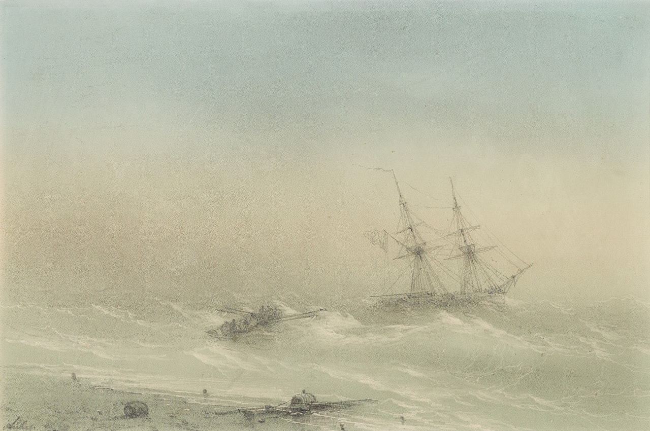 Ship by the Shore by Ivan Konstantinovich Aivazovsky