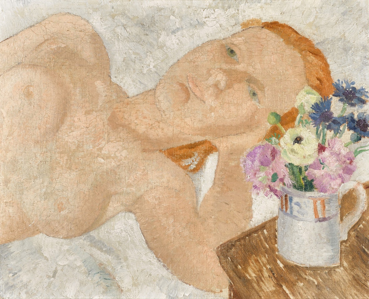 Reclining Nude and Flowers by Christopher Wood
