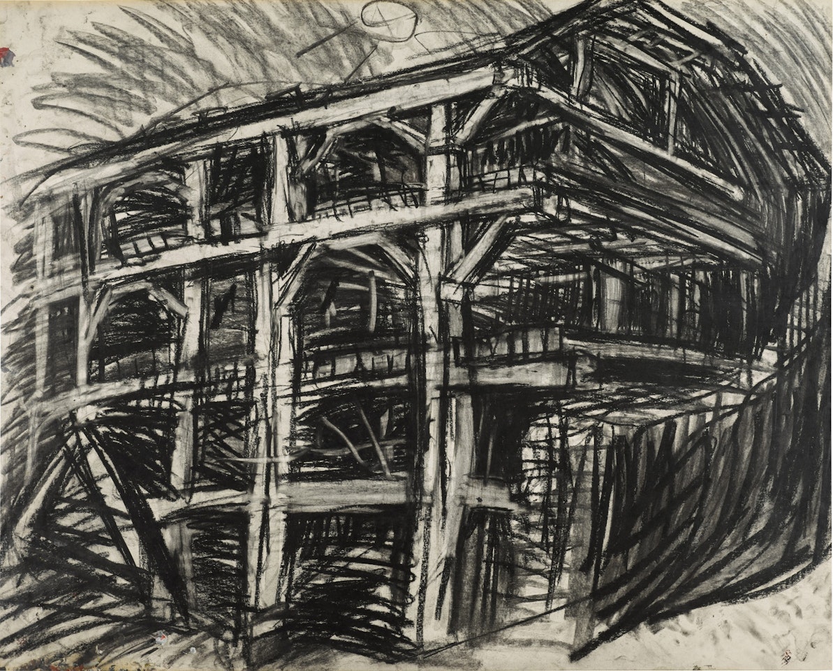 Partly Demolished Warehouse, St. Katharine Dock, London, Spring 1973 by Leon Kossoff