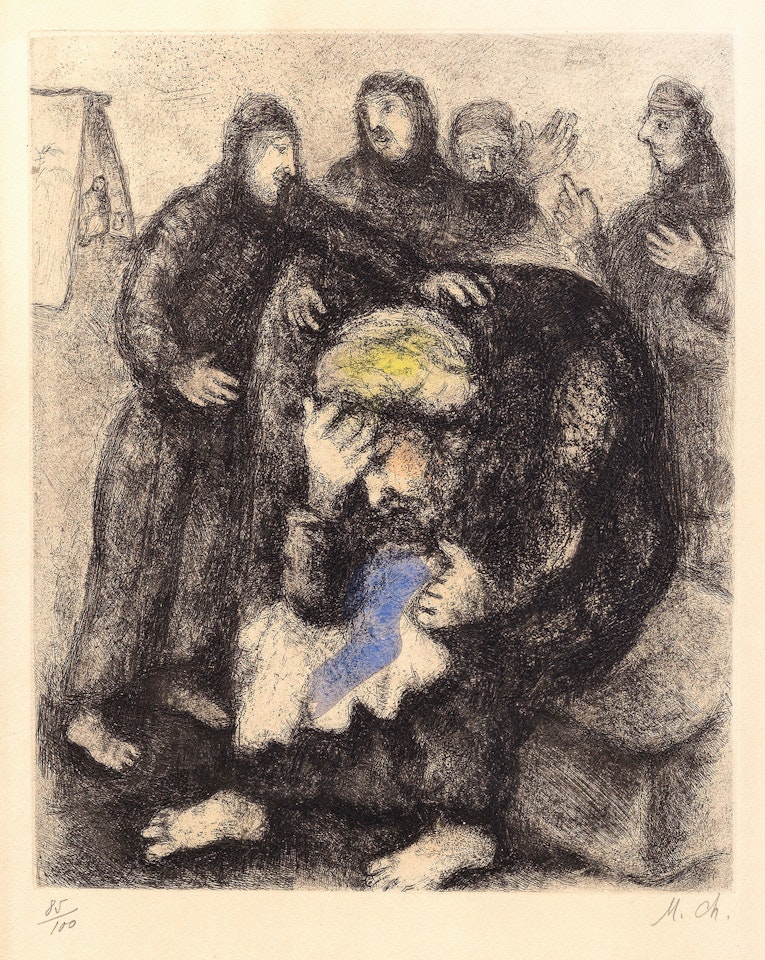 Jacob pleurant Joseph, from 'La Bible' by Marc Chagall
