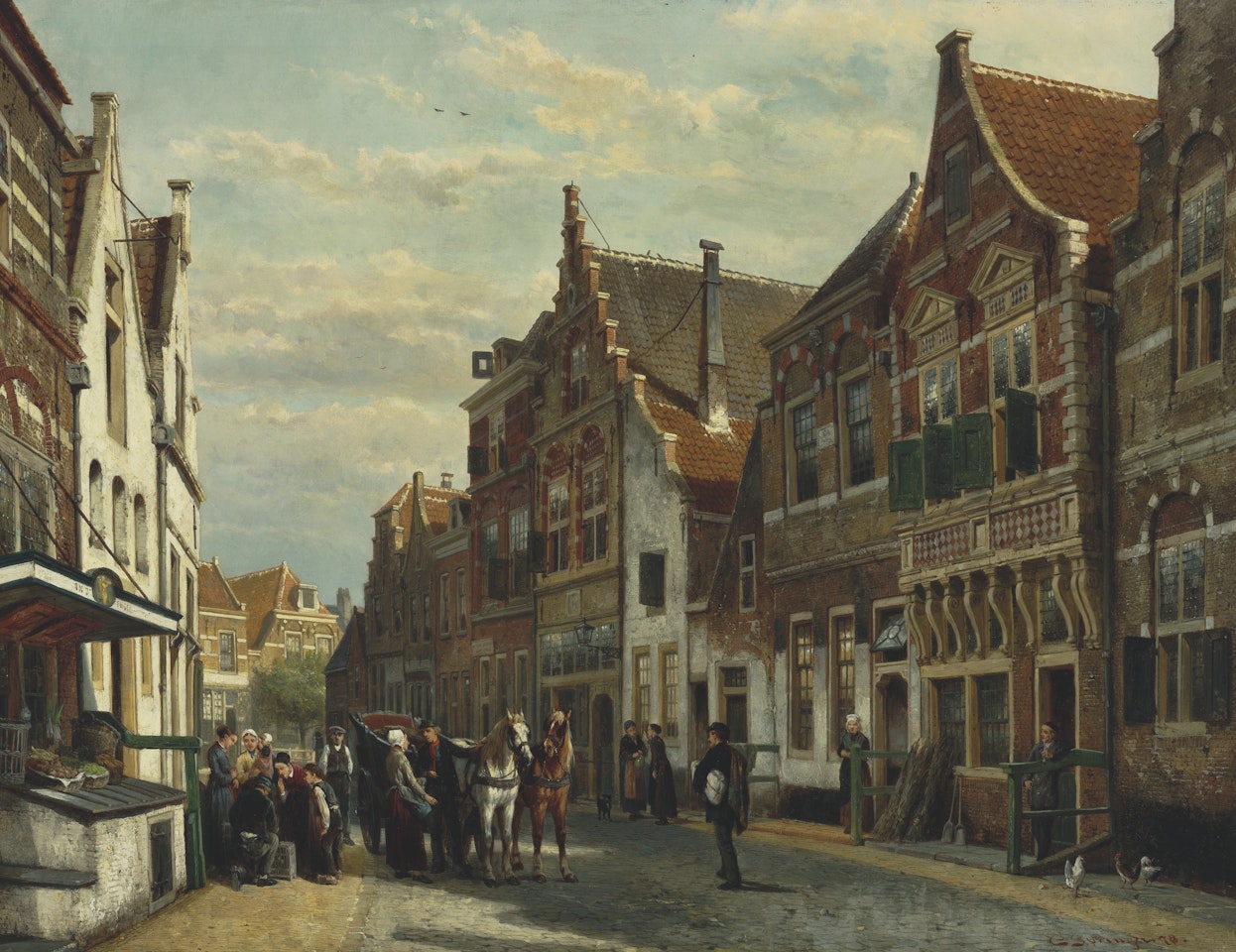 The Wijdstraat, Oudewater, in summer by Cornelis Springer