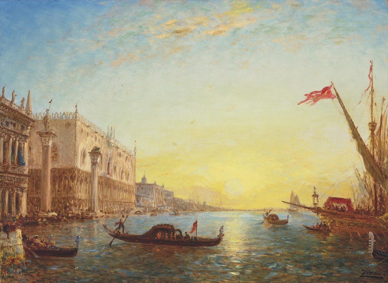 Coucher de soleil sur la Bassin de San Marco, Venise by Félix Ziem