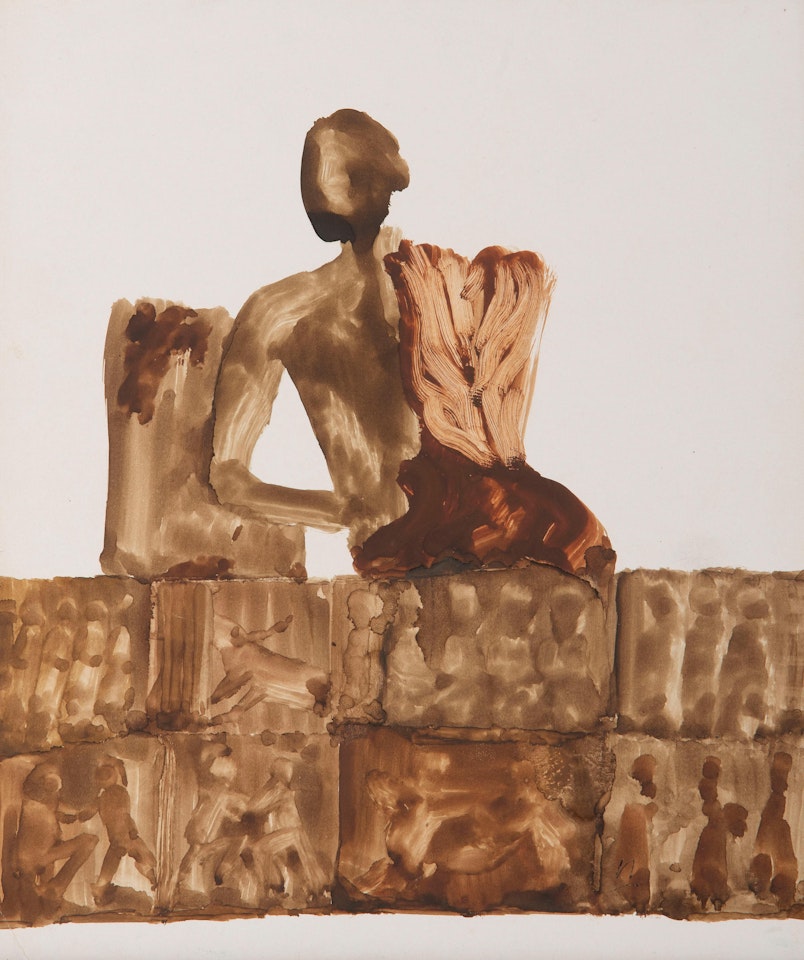Ancient Greek Figure with Mythological Relief by Sidney Nolan