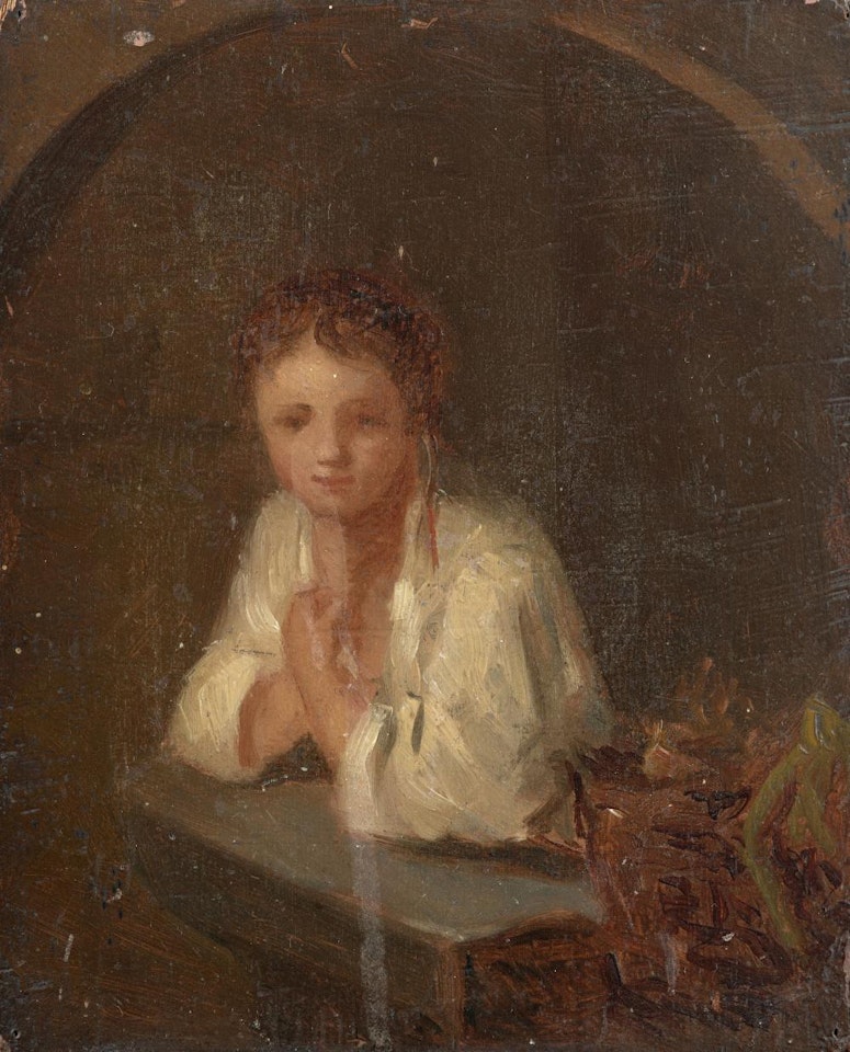 La fille à la fenêtre, d'après Rembrandt by French School